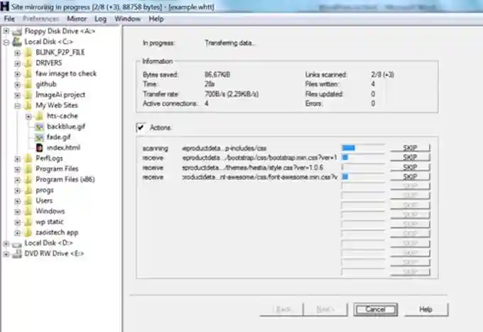 Convert Wordpress to HTML HTTrack conversion