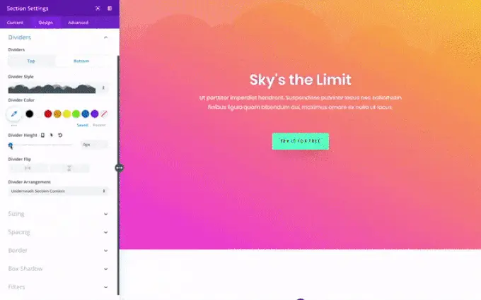Enhanced transitions with Divi Shape Dividers