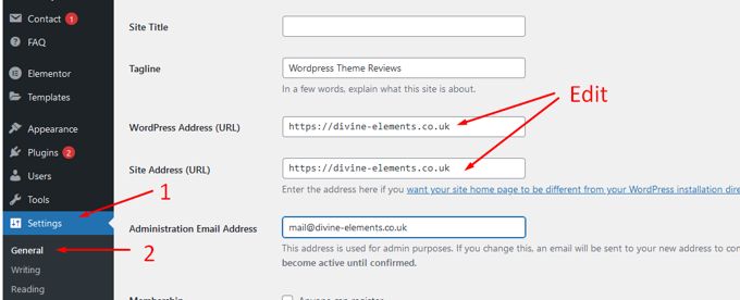 Change Domain Name WordPress URL
