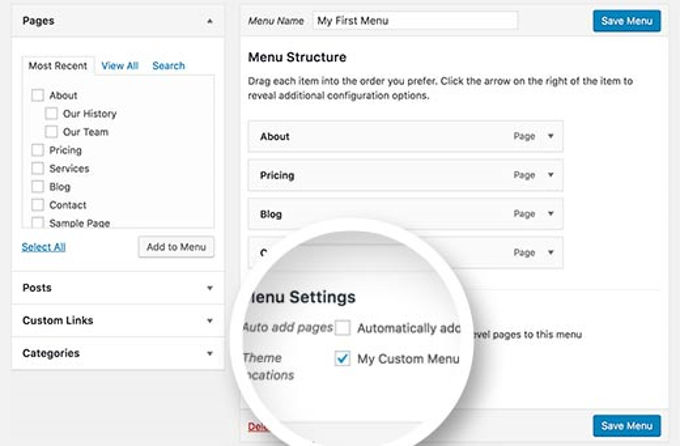 Wordpress extra menus Wordpress extra menus