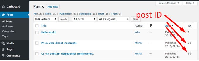 Add column showing post IDs Add column showing post IDs