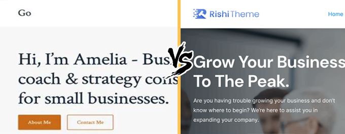 Comparing Go and Rishi themes for WordPress sites