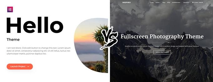Hello vs Inspiro comparison for WordPress themes