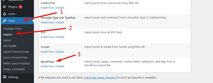 Reinstall Wordpress import content Reinstall Wordpress import content