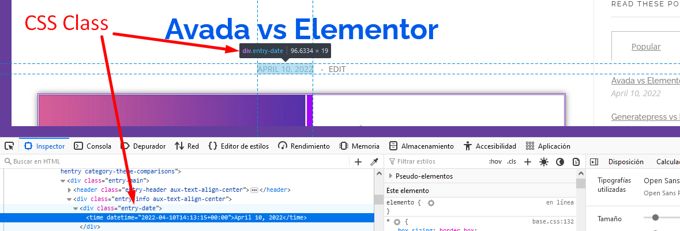 Remove the post date CSS Class Inspect
