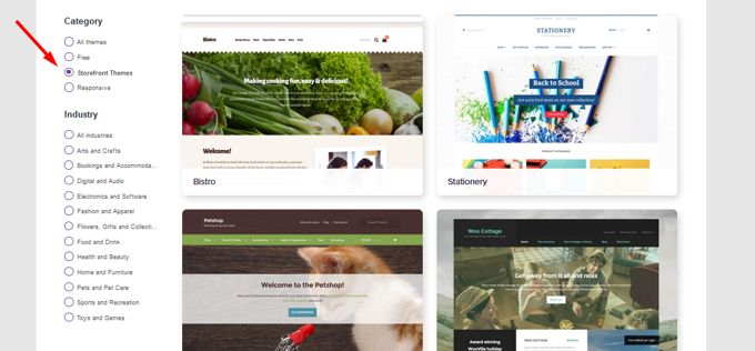 Demo library and design options available in Storefront theme
