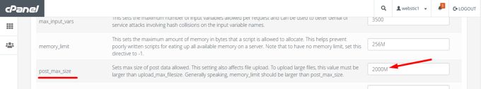 WordPress Max Upload Size Cpanel MultiPHP INI Editor edit size