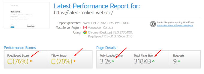 WP Super Cache speedtest